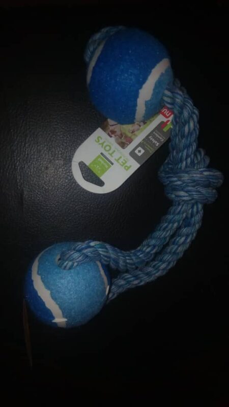 Double Tennis Ball Rope Toy for Dogs