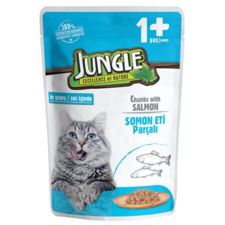 Jungle +1 pouch Salmon in gravy 100g (single piece)