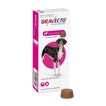 Bravecto 1400mg Fluralaner Tablet for Ticks & Fleas in Dogs 40Kg – 56Kg