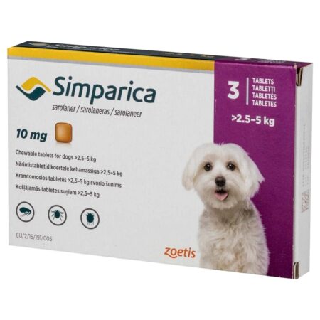 Simparica 10mg Chewable Tablets for Dogs 2.5Kg - 5Kg